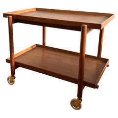 1960's Poul Hundevad Expandable Teak Bar Cart Trolley