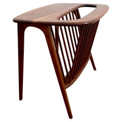 Arthur Umanoff Petite Walnut Side Table with Magazine Rack, 1960s