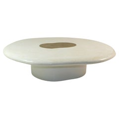 Organic coffee table in White Rock Crystal and Textured Brass by Ginger Brown