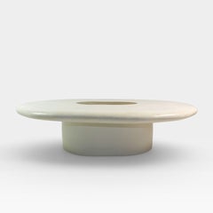 Organic coffee table in White Rock Crystal and Textured Brass by Ginger Brown