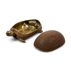 Turtle Brass Box with Brown Shagreen Lid by Ginger Brown