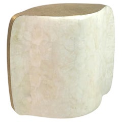 Handmade Stool in White Rock Crystal with Textured Brass by Ginger Brown