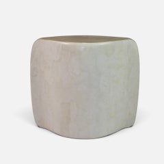 Handmade Stool in White Rock Crystal with Textured Brass by Ginger Brown