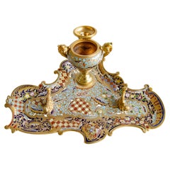 Inkwell Gilt Bronze and Enamel Napoleon III