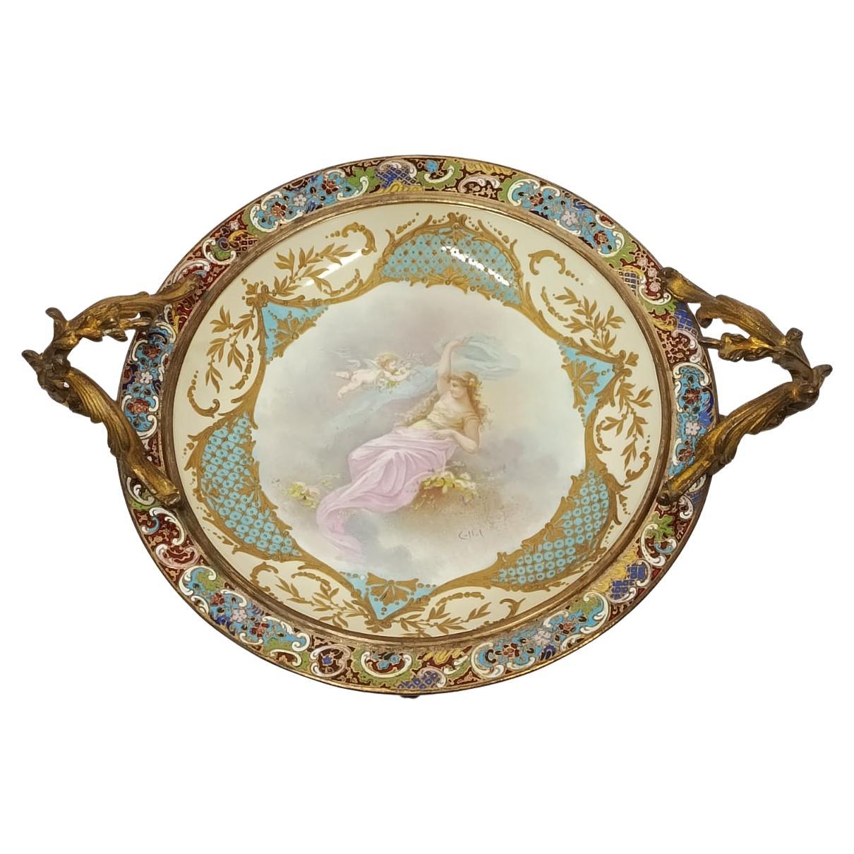 Sèvres centerpiece bronze and cloisonne
