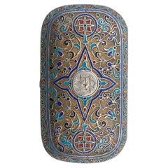 Antikes russisches Zigarettenetui aus Silber mit Cloisonné-Emaille, um 1900