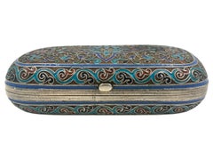 Antikes russisches Zigarettenetui aus Silber mit Cloisonné-Emaille, um 1900