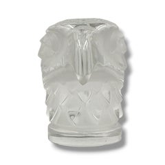 Art Deco Lalique Eagle's Head Crystal Mascot France, Circa 1980