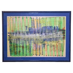 City Reflection Abstract Painting by Listed Eastern European Artist