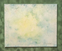 Aquarelle abstraite de Robert Natkin dans les tons verts et bleus - 10917