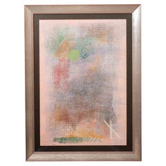 Peinture abstraite avec des motifs en grille texturés et des formes multicolores - 10922