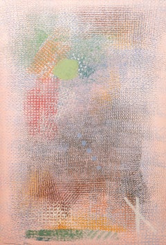 Pittura astratta con motivi a griglia strutturati e forme multicolori - 10922