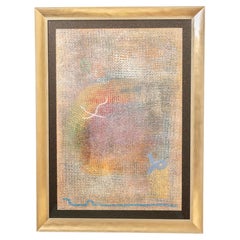 Peinture abstraite avec une texture en grille superposée et des formes multicolores - 10923
