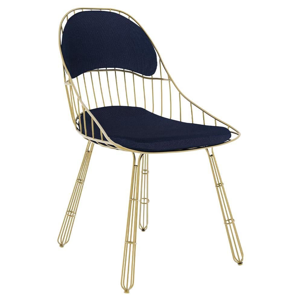 Modern Outdoor Dining Chair in Stainless Steel with Elegant Gold Plating