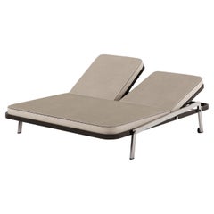 Ribbon Double Sunbed, Minimalist Style Stainless Steel & Waterproof Fabric
