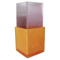 Contemporary Design Vase in Resin Glass Handcrafted Orange and Purple Color