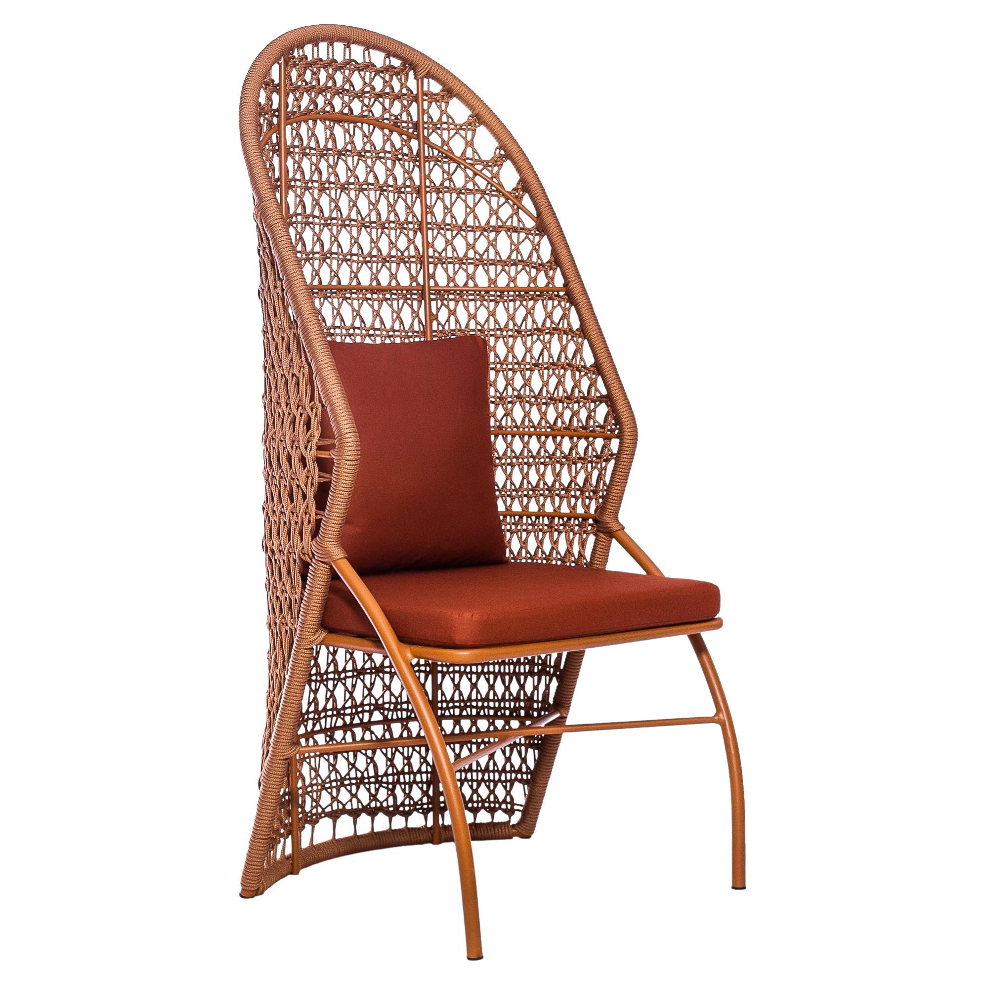 "Belize" Outdoor Chair in Aluminum and Naval Rope Handmade For Sale