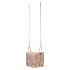 "Revoar" Hanging Swing Chair in Natural Leather Handmade Light Pink Color
