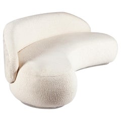 "Pietra" Curved Couch Upholstered in Bouclé Fabric 2.42