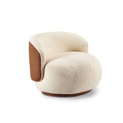"Pietra" Curved Armchair Upholstered in Bouclé Fabric