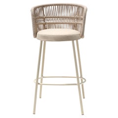 "Amalfi" Outdoor Stool in Aluminum and Handmade Nautical Rope