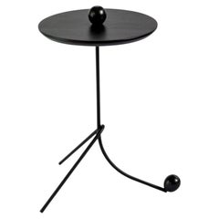 "Matt" Side Table in Natural Wood and Carbon Steel