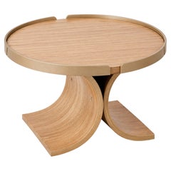 "Regia" Center Table end Top in Curved Cinnamon Natural Wood Multi-laminate