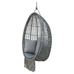 "Gunga" Outdoor Hanging Swing Chair, Aluminium, Naval Rope Handmade