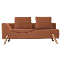 Divano moderno e chaise longue "Flag", divano in tessuto a maglia, piedini in Wood 2100