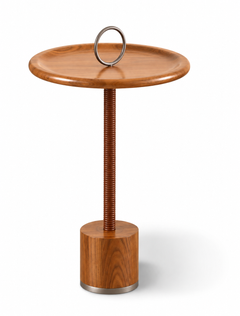 "Pinot Noir" Side Table in Natural Wood and Carbon Steel