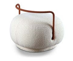 "Pietra" Curved Small Armchair Upholsterd in Bouclé Fabric