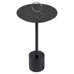"Pinot Noir" Side Table in Top in Marble, Natural Wood and Carbon Steel