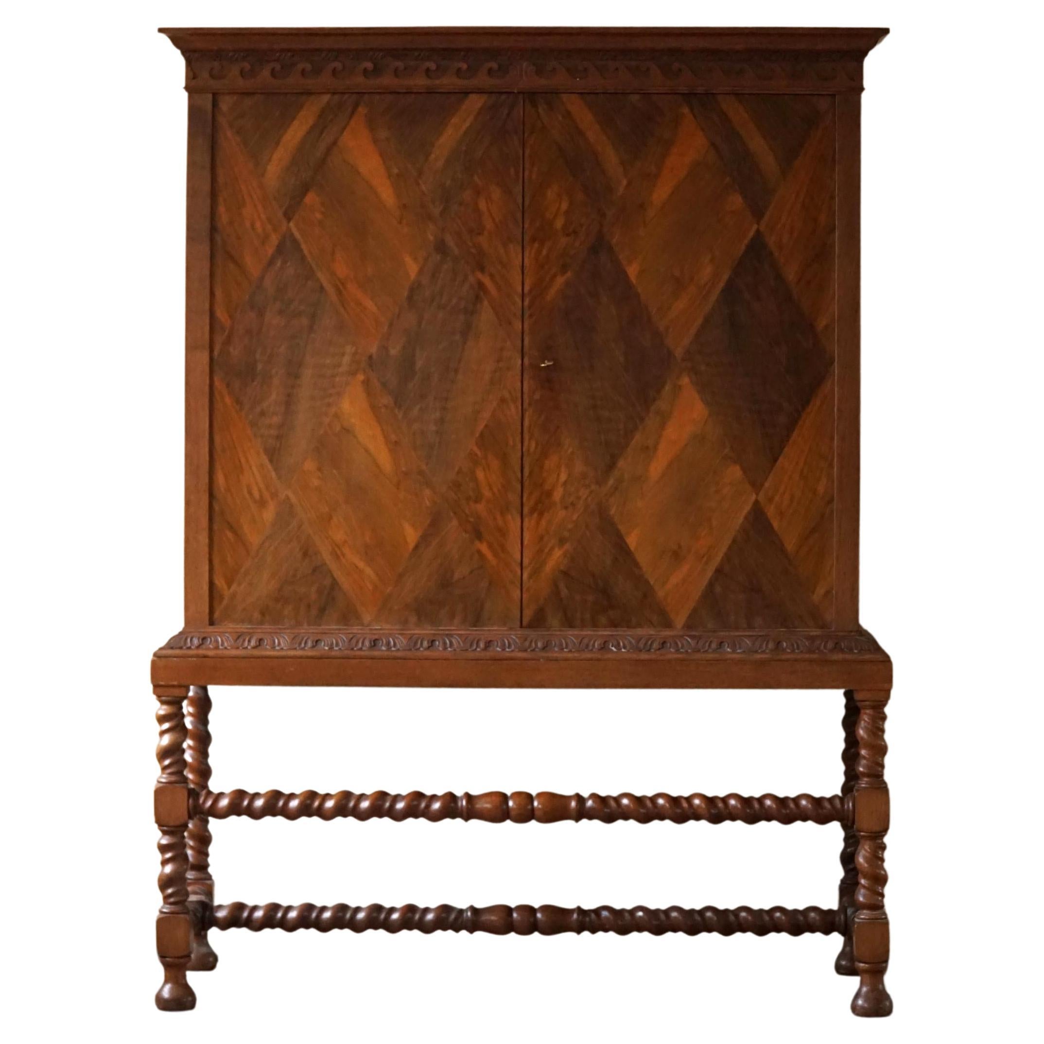 Otto Meyer, Harlequin Cabinet in Nutwood, Danish Modern, Made in 1926