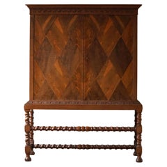 Antique Otto Meyer, Harlequin Cabinet in Nutwood, Danish Modern, Made in 1926