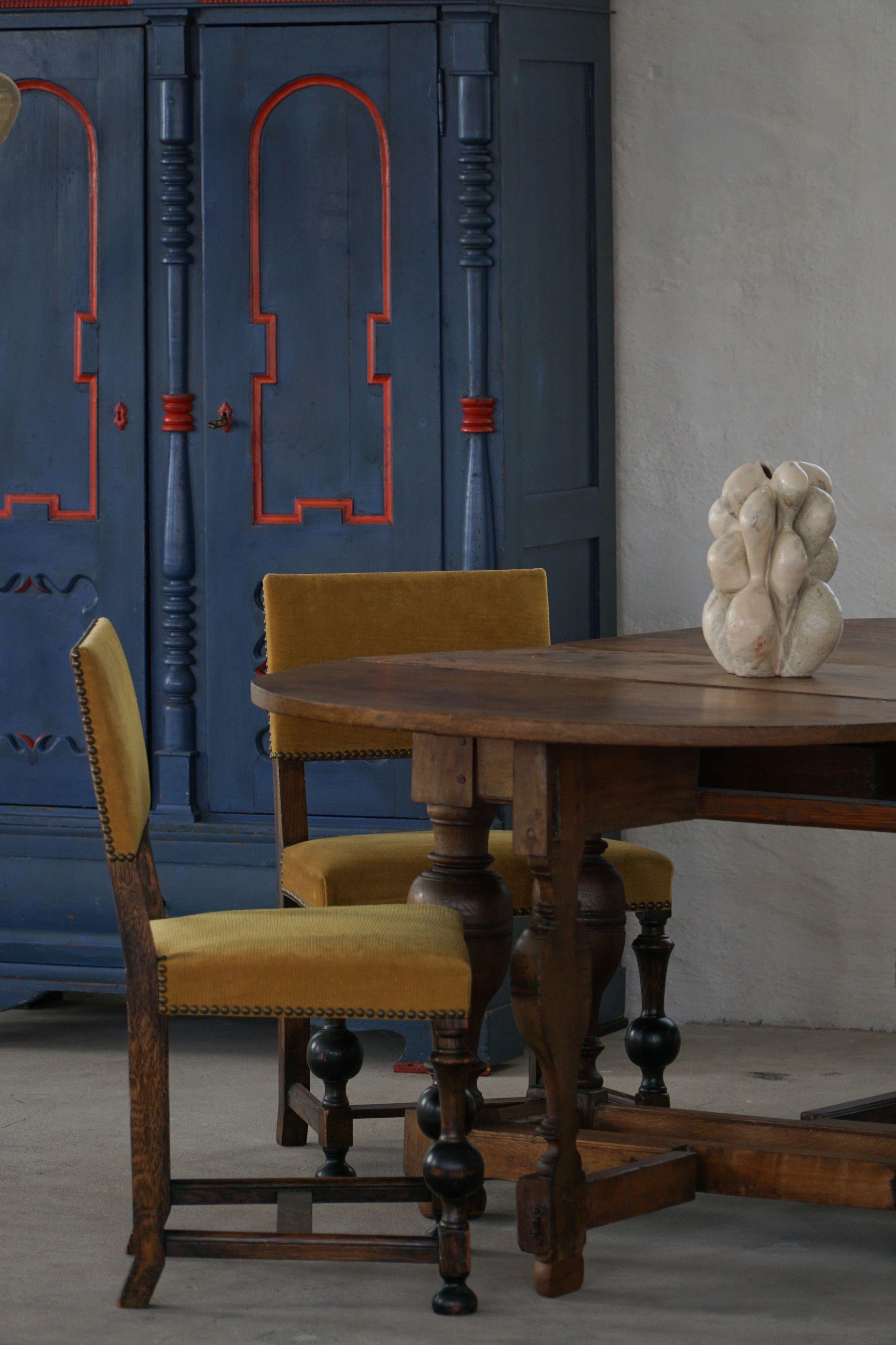 Antique Baroque Drop-Leaf Table in Oak, Danish Cabinetmaker, 19th Century For Sale 14