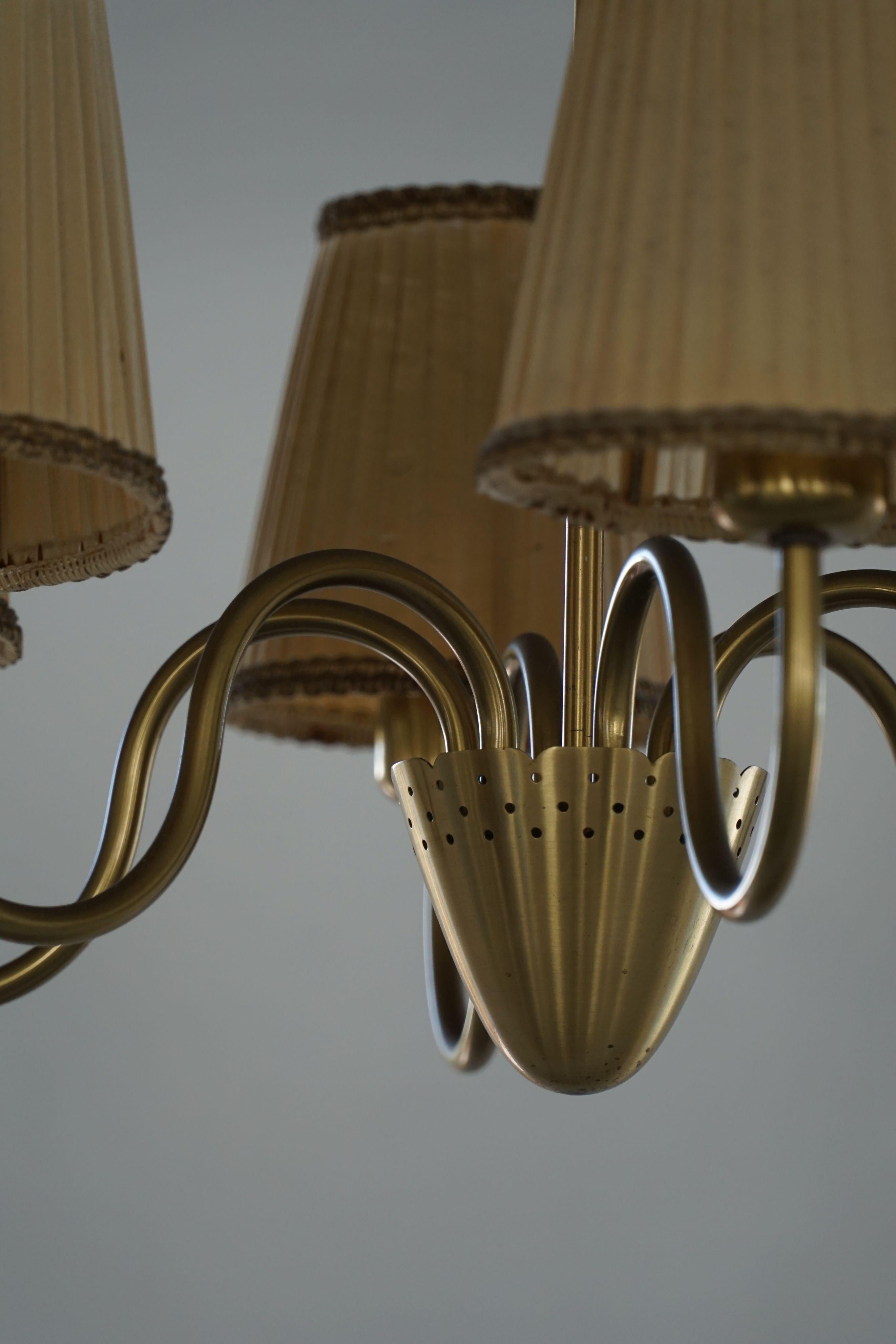 Lampadario svedese a 5 bracci, Mid Century Modern, Attr. Hans Bergström, anni '50 in vendita 1
