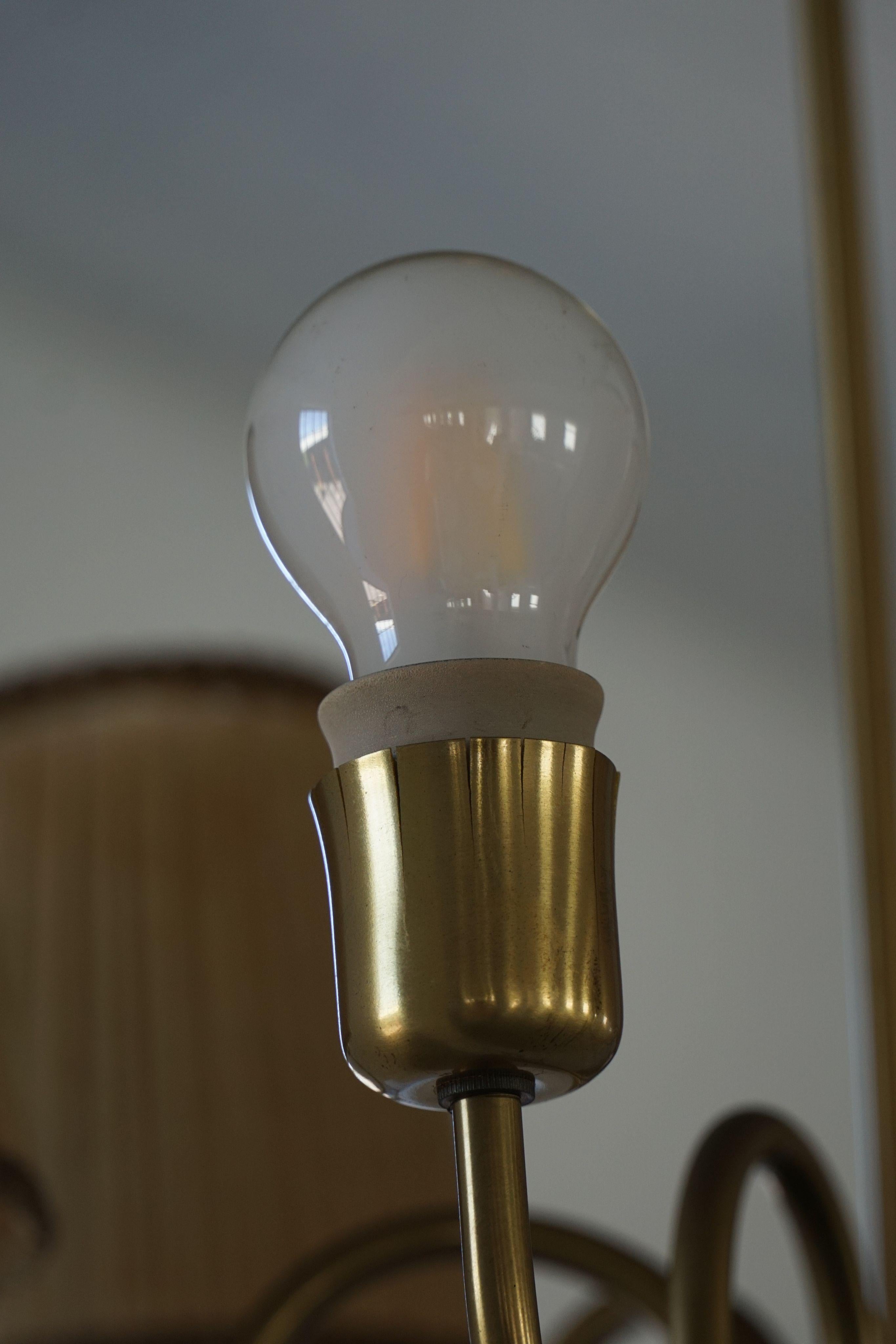 Lampadario svedese a 5 bracci, Mid Century Modern, Attr. Hans Bergström, anni '50 in vendita 9