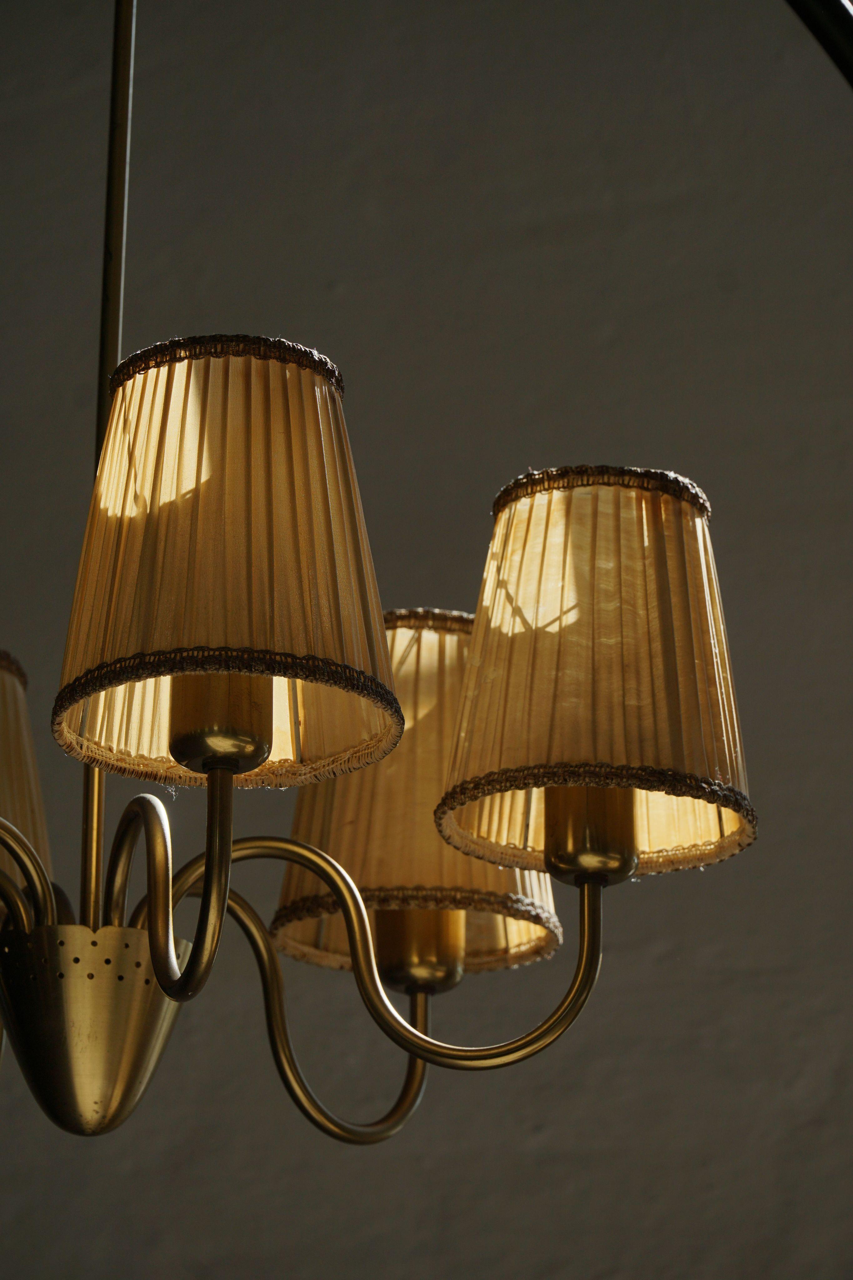 Lampadario svedese a 5 bracci, Mid Century Modern, Attr. Hans Bergström, anni '50 in vendita 7