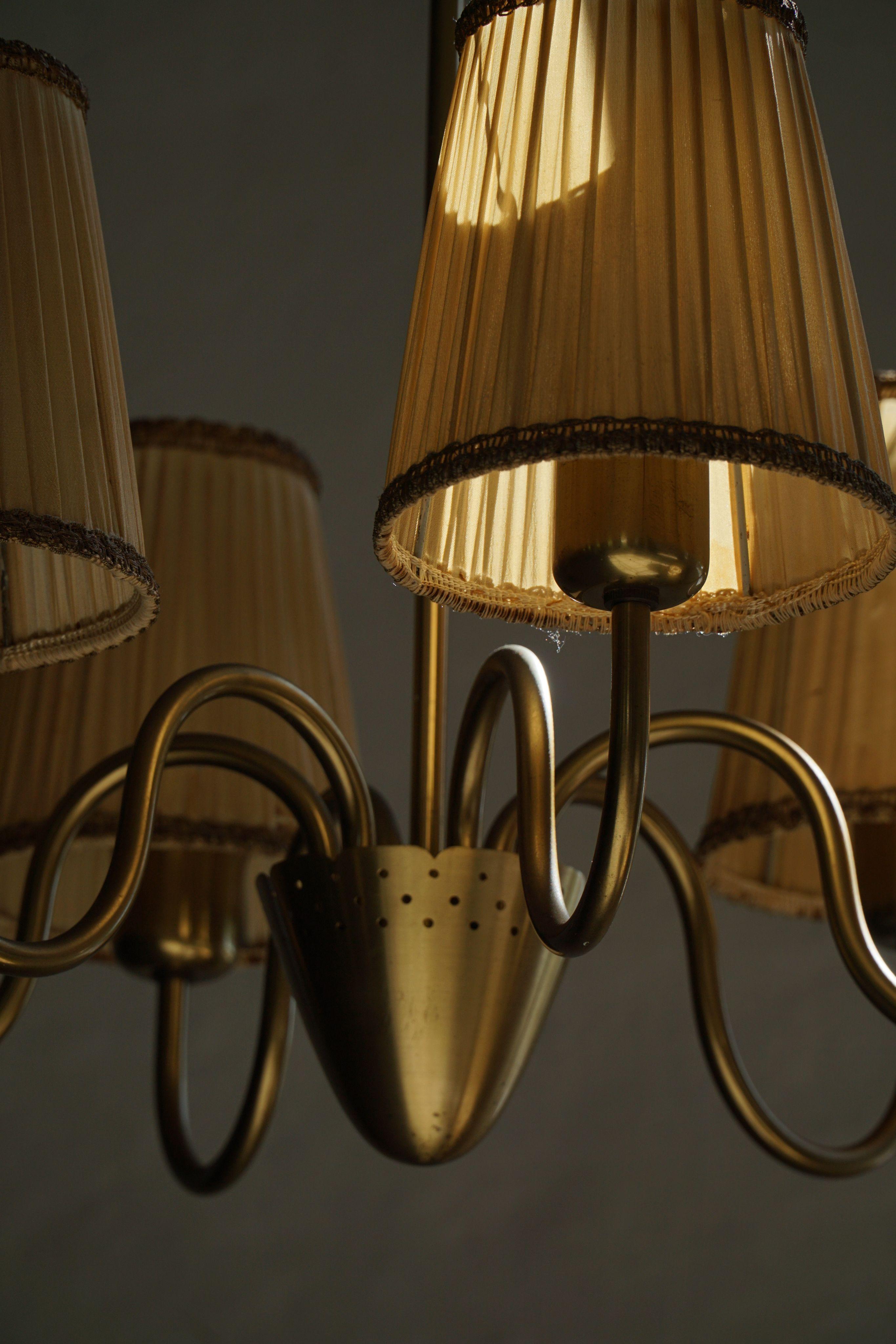 Svedese Lampadario svedese a 5 bracci, Mid Century Modern, Attr. Hans Bergström, anni '50 in vendita