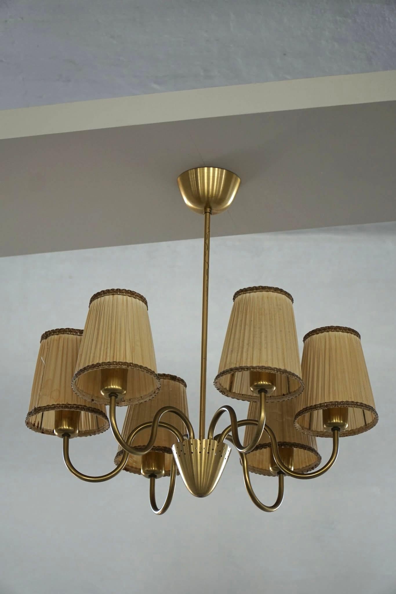 XX secolo Lampadario svedese a 5 bracci, Mid Century Modern, Attr. Hans Bergström, anni '50 in vendita