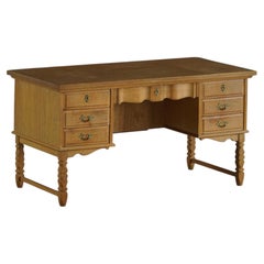 Danish Mid Century Modern, Freestanding Oak Writing Desk, Henning Kjærnulf, 1960