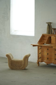 Otto Schulz for Boet, Stool Reupholstered in Lambswool, Swedish Modern, 1930s