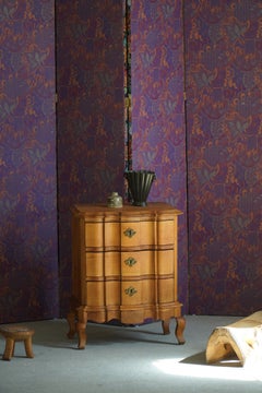 Danish Baroque Revival Oak Three-Drawer Chest with Brass Hardware, 1940s