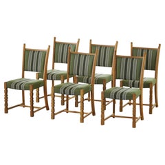 Danish Mid Century Modern, Set of 6 Henning Kjærnulf Oak Dining Chairs, 1960s