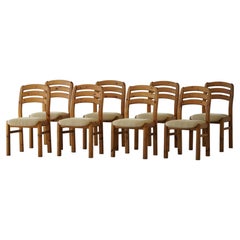 Mid-Century Modern, Set of 8 Danish Brutalist Pine Chairs by Dyrlund, 1970s