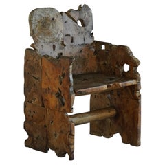 Einzigartiger skandinavischer Sessel im primitiven Wabi-Sabi-Stil aus Holz, 20. Jahrhundert, 1950er Jahre