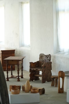 Einzigartiger skandinavischer Sessel im primitiven Wabi-Sabi-Stil aus Holz, 20. Jahrhundert, 1950er Jahre
