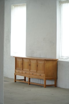 Danish Mid Century, Low Brutalist Sideboard in Oak, Henning Kjærnulf, 1960s