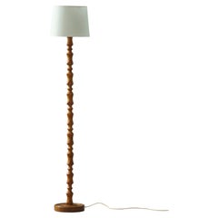 Sculptural Turned Pine Floor Lamp, Scandinavian Modern, Denmark, 1970s