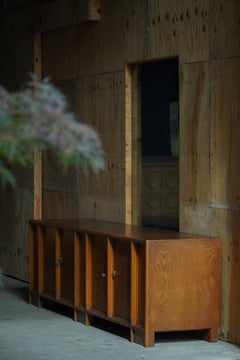 Large Sculptural Oak Sideboard with Paneled Doors, Danish Modern, 1950s